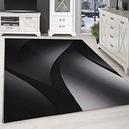 SIMPEX Kurzflor Teppich Ombre Design, Schwarz, 80 x 150 cm, Moderner Stil für Wohnzimmer von SIMPEX