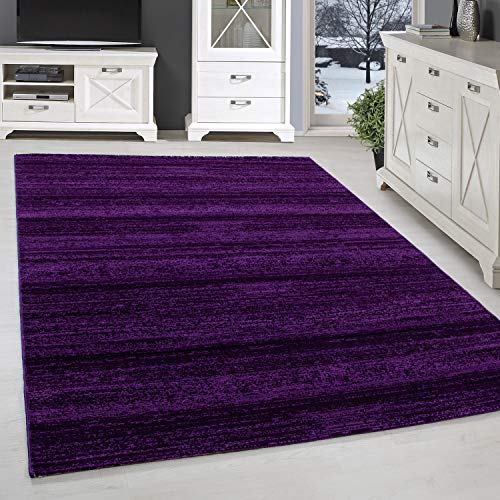 SIMPEX Kurzflor Teppich, Unicolor - Einfarbig, Teppich Violett, 140 x 200 cm, Teppich modernen Stil, Teppich Wohnzimmer von SIMPEX