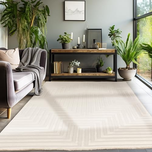 SIMPEX Kurzflor Teppich Wohnzimmer Beige Schlafzimmer Esszimmer Läufer Flur Küchenteppich Boho Teppich 3D Design Skandinavischer Stil Modern Weich, Natur, 280 x 370 cm SIMPEX Kurzflor Teppich Wohnzimmer Beige Schlafzimmer Esszimmer Läufer Flur Küchenteppich Boho Teppich 3D Design Skandinavischer Stil Modern Weich, Natur, 280 x 370 cm von SIMPEX