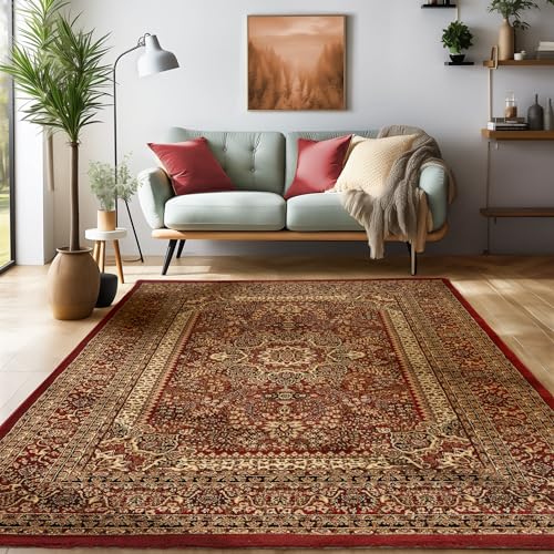 SIMPEX Orientalischer Teppich Wohnzimmer, Schlafzimmer, Esszimmer, Läufer, Flur Boho Teppich Kurzflor Weich 12 mm Carpet Orient, Rot, 120 x 170 cm SIMPEX Orientalischer Teppich Wohnzimmer, Schlafzimmer, Esszimmer, Läufer, Flur Boho Teppich Kurzflor Weich 12 mm Carpet Orient, Rot, 120 x 170 cm von SIMPEX