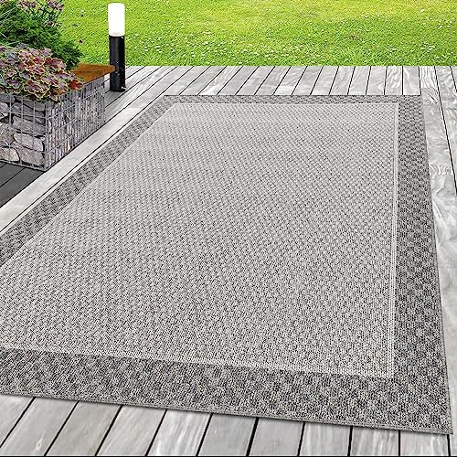 SIMPEX Outdoor Teppich, Bordüre Design, Teppich Natur, 160 x 230 cm, Teppich modernen Stil, Küche, Balkon, Terrasse, Garten, Picknick von SIMPEX