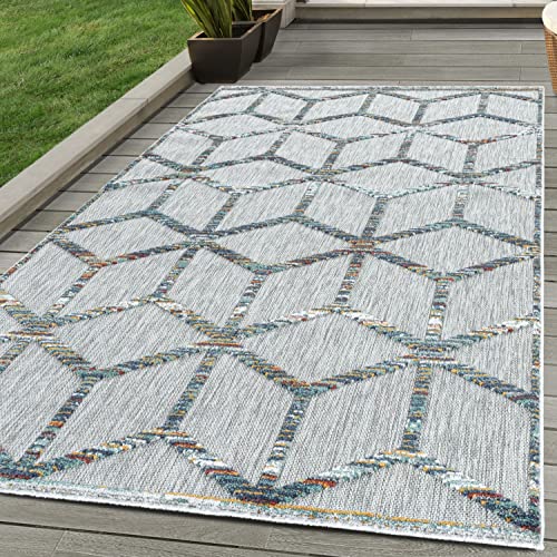 SIMPEX Outdoor Teppich, Skandinavisches Design, Teppich Bunt, 140 x 200 cm, Teppich skandinavischen Stil, Küche, Balkon, Terrasse, Garten, Picknick von SIMPEX