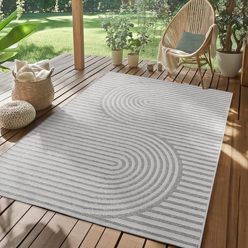 SIMPEX Outdoor Teppich Wetterfest Grau 160x230 cm, UV-beständig, ideal für Küche, Balkon, Terrasse, Garten Wohnzimmer Esszimmer, Skandinavisches Boho-Design, Pfelgeleicht SIMPEX Outdoor Teppich Wetterfest Grau 160x230 cm, UV-beständig, ideal für Küche, Balkon, Terrasse, Garten Wohnzimmer Esszimmer, Skandinavisches Boho-Design, Pfelgeleicht von SIMPEX