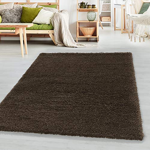 SIMPEX Teppich Wohnzimmer 120 x 170 cm Hochflor Teppich Braun Moderne Einfarbig Design - Schlafzimmer Teppich Pflegeleicht Extra Weich Extra Flauschig - Carpet Living Room Deko von SIMPEX