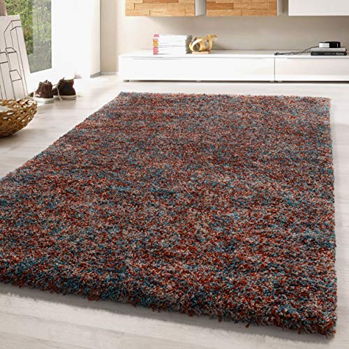 SIMPEX Teppich Wohnzimmer 120 x 170 cm Hochflor Teppich Terrakotta Moderne Einfarbig Meliert Design - Schlafzimmer Teppich Pflegeleicht Extra Weich Extra Flauschig - Carpet Living Room Deko von SIMPEX