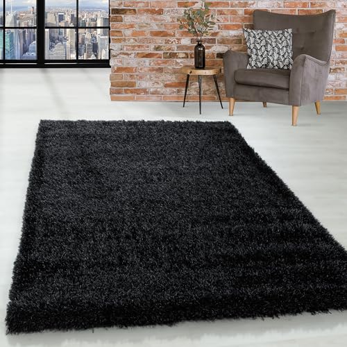 SIMPEX Teppich Wohnzimmer 140 x 200 cm Hochflor Teppich Schwarz Moderne Einfarbig Design - Schlafzimmer Teppich Pflegeleicht Extra Weich Extra Flauschig - Carpet Living Room Deko SIMPEX Teppich Wohnzimmer 140 x 200 cm Hochflor Teppich Schwarz Moderne Einfarbig Design - Schlafzimmer Teppich Pflegeleicht Extra Weich Extra Flauschig - Carpet Living Room Deko von SIMPEX
