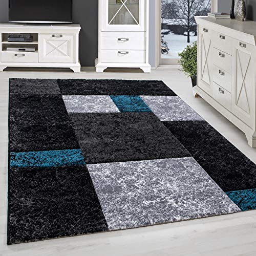 SIMPEX Kurzflor Teppich, Kariert Design, Teppich Türkis, 160 x 230 cm, Teppich modernen Stil, Teppich Wohnzimmer SIMPEX Kurzflor Teppich, Kariert Design, Teppich Türkis, 160 x 230 cm, Teppich modernen Stil, Teppich Wohnzimmer von SIMPEX