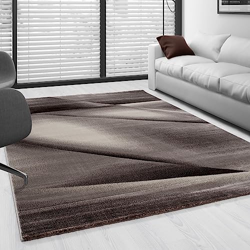 SIMPEX Teppich Wohnzimmer 240 x 340 cm Moderne Abstrakt Design Braun - Kurzflor Küchenteppich Extra Weich Pflegeleicht für Schlafzimmer Esszimmer Kinderzimmer - Waschbarer Wohnzimmerteppich von SIMPEX