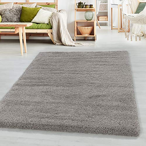 SIMPEX Teppich Wohnzimmer 280 x 370 cm Hochflor Teppich Beige Moderne Einfarbig Design - Schlafzimmer Teppich Pflegeleicht Extra Weich Extra Flauschig - Carpet Living Room Deko von SIMPEX