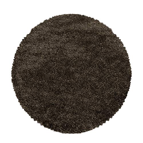 SIMPEX Teppich Wohnzimmer 80 cm Rund Hochflor Teppich Braun Moderne Einfarbig Design - Schlafzimmer Teppich Pflegeleicht Extra Weich Extra Flauschig - Carpet Living Room Deko von SIMPEX