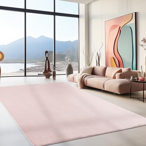 Teppich Wohnzimmer Schlafzimmer Esszimmer Läufer Flur Flauschiger Teppich Waschbar rutschfest Soft Weich Carpet Kurzflor Größen, Rosa, 120 x 170 cm von SIMPEX