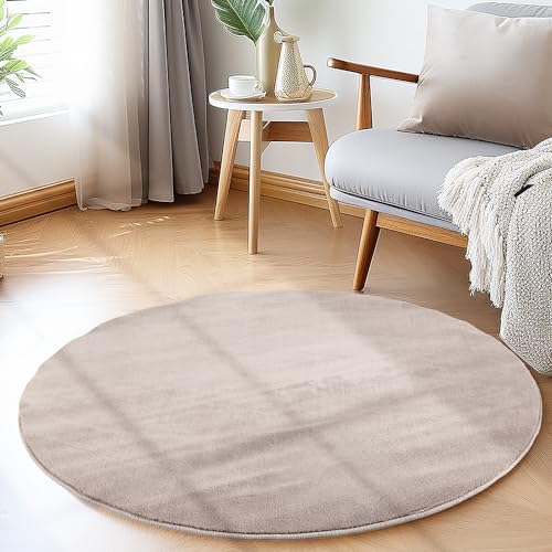 SIMPEX Teppich Wohnzimmer Schlafzimmer Esszimmer Läufer Flur Flauschiger Teppich Waschbar rutschfest Soft Weich Carpet Kurzflor Größen, Beige, 200 cm Rund SIMPEX Teppich Wohnzimmer Schlafzimmer Esszimmer Läufer Flur Flauschiger Teppich Waschbar rutschfest Soft Weich Carpet Kurzflor Größen, Beige, 200 cm Rund von SIMPEX