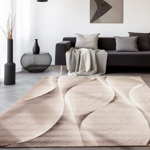 SIMPEX Teppich Wohnzimmer Schlafzimmer Esszimmer Teppich Läufer Flur Küchenteppich Modernes Ombre Design Soft & Weich Kurzflor Pflegeleicht Home Farbe: Braun, 160 x 230 cm von SIMPEX