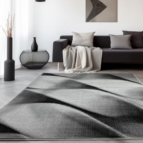 SIMPEX Teppich Wohnzimmer Schlafzimmer Esszimmer Teppich Läufer Flur Küchenteppich Modernes Wellen Muster Soft & Weich Kurzflor Pflegeleicht Home Farbe: Schwarz, 140 x 200 cm SIMPEX Teppich Wohnzimmer Schlafzimmer Esszimmer Teppich Läufer Flur Küchenteppich Modernes Wellen Muster Soft & Weich Kurzflor Pflegeleicht Home Farbe: Schwarz, 140 x 200 cm von SIMPEX