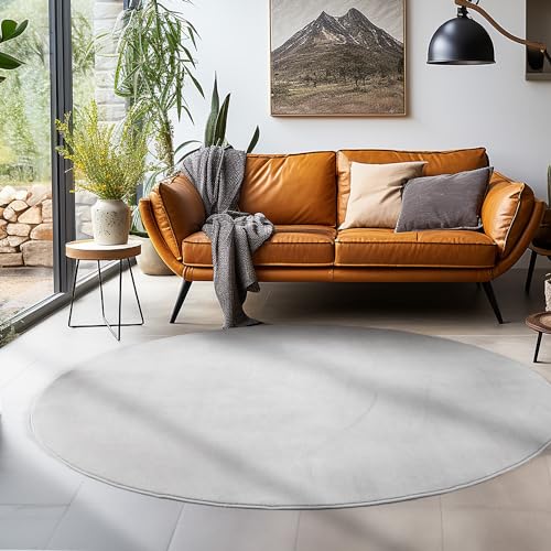 SIMPEX Teppich Wohnzimmer Schlafzimmer Esszimmer Läufer Flur Flauschiger Teppich Waschbar rutschfest Soft Weich Carpet Kurzflor Größen, Silberfarbe, 160 cm Rund SIMPEX Teppich Wohnzimmer Schlafzimmer Esszimmer Läufer Flur Flauschiger Teppich Waschbar rutschfest Soft Weich Carpet Kurzflor Größen, Silberfarbe, 160 cm Rund von SIMPEX