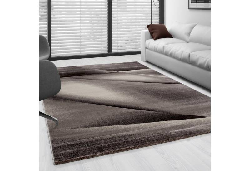 SIMPEX24 Designteppich Abstrakt Design, Läufer, Höhe: 12 mm, Modern Kurzflor Teppich Wohnzimmer Abstrakt Design Braun Pflegeleicht von SIMPEX24
