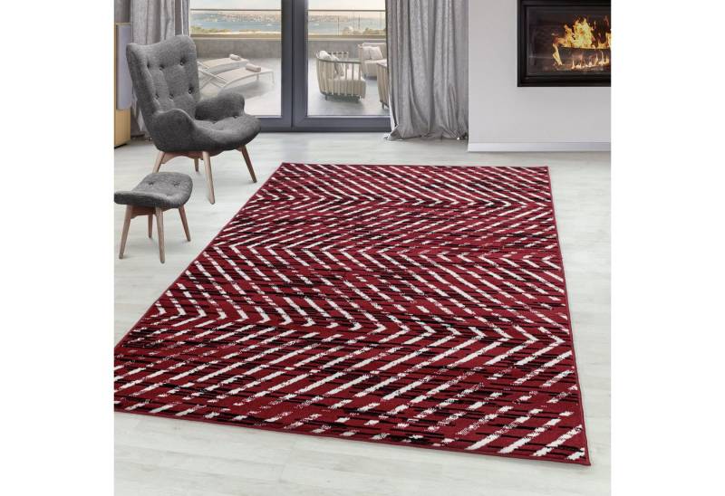 SIMPEX24 Designteppich Geometrisch Design, Rechteckig, Höhe: 10 mm, Kurzflor Teppiche Geometrisch Design Teppich Rot Teppich Wohnzimmer von SIMPEX24