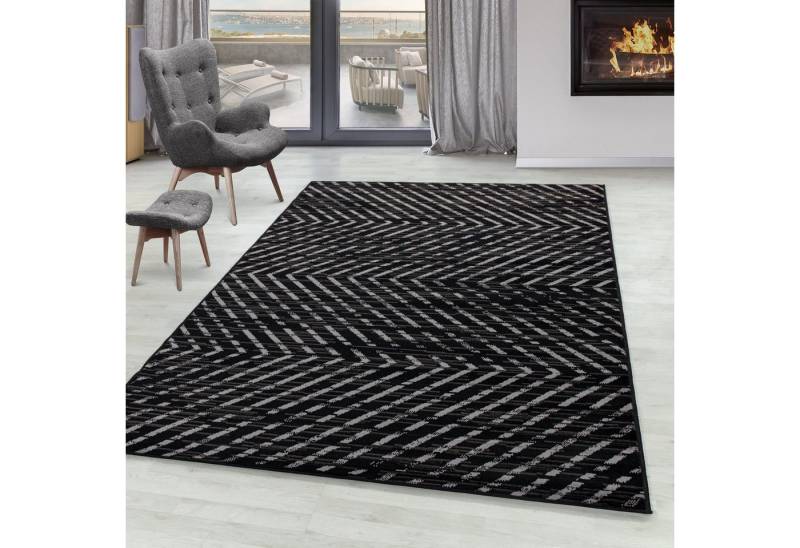 SIMPEX24 Designteppich Geometrisch Design, Läufer, Höhe: 10 mm, Kurzflor Teppiche Geometrisch Design Schwarz Teppich Wohnzimmer von SIMPEX24