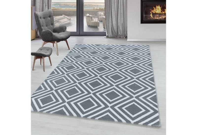 SIMPEX24 Designteppich Geometrisch Design, Läufer, Höhe: 9 mm, Kurzflor Teppich Geometrisch Design Teppich Grau Teppich Wohnzimmer von SIMPEX24