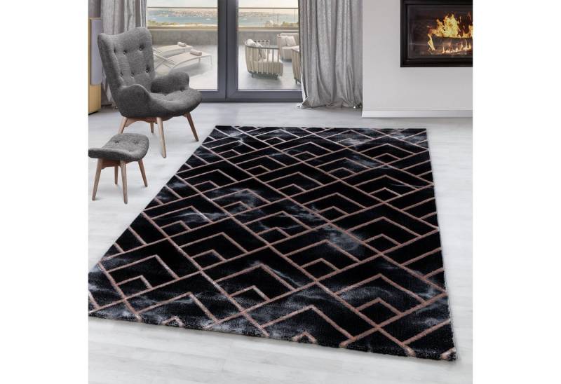 SIMPEX24 Designteppich Marmor Design, Läufer, Höhe: 12 mm, Kurzflor Teppich Wohnzimmer Marmor Design Skandinavische Stil von SIMPEX24