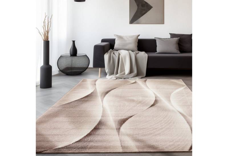 SIMPEX24 Designteppich Ombre Design, Läufer, Höhe: 12 mm, Modern Kurzflor Teppich Wohnzimmer Wellen Holz Optik Verschidene Größe von SIMPEX24