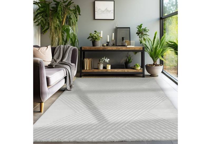 SIMPEX24 Designteppich Skandinavisches Boho Muster, Läufer, Höhe: 12 mm, Teppich Wohnzimmer Boho Design Skandinavische Stil Natur Optik von SIMPEX24