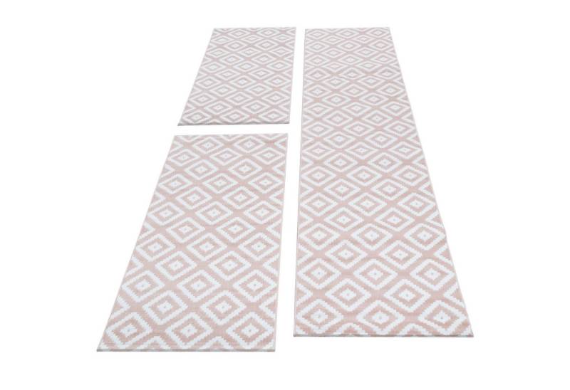 SIMPEX24 Kurzflor-Bettumrandung Geometrisch Design, Höhe 6 mm, (Bett-Set, 3-tlg., Bettvorlage), Schlafzimmer Teppich Bettumrandung Läufer Set 3 teilig von SIMPEX24