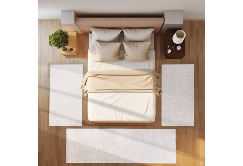 SIMPEX24 Kurzflor-Bettumrandung Skandinavisches Boho Muster, Höhe 12 mm, (Bett-Set, 3-tlg., Bettvorlage), Bettumrandung Läufer Set 3 Tlg. Teppich Schlafzimmer Boho Design von SIMPEX24