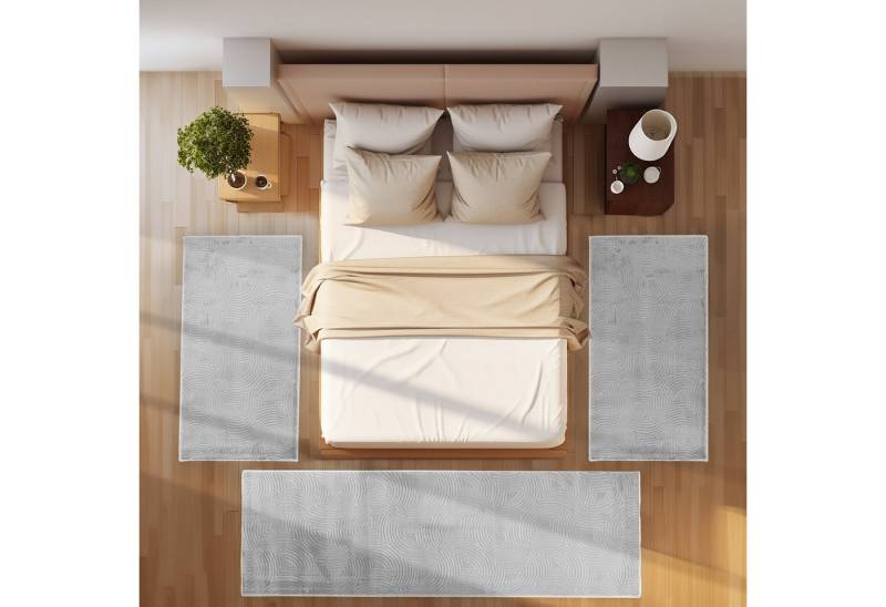 SIMPEX24 Kurzflor-Bettumrandung Skandinavisches Boho Muster, Höhe 12 mm, (Bett-Set, 3-tlg., Bettvorlage), Bettumrandung Läufer Set 3 Tlg. Teppich Schlafzimmer Boho Design von SIMPEX24