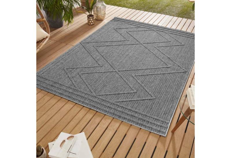 SIMPEX24 Outdoorteppich Boho Design, Läufer, Höhe: 8 mm, In& Outdoor Teppich Grau Boho Design für Küchen Balkon Terrasse Garten von SIMPEX24