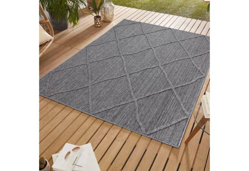 SIMPEX24 Outdoorteppich Boho Design, Läufer, Höhe: 8 mm, In& Outdoor Teppich Grau Boho Design für Küchen Balkon Terrasse Garten von SIMPEX24