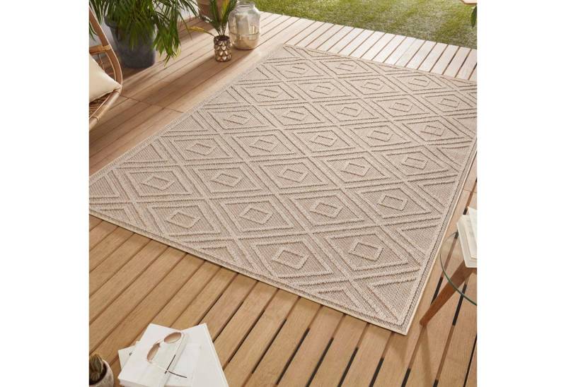 SIMPEX24 Outdoorteppich Rauten Design, Läufer, Höhe: 8 mm, In & Outdoor Teppich Grau Rauten Design für Küchen Balkon Terrasse von SIMPEX24