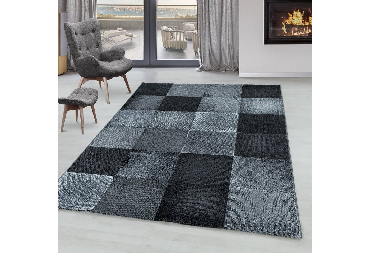 SIMPEX24 Designteppich Abstrakt Wellen Design, Rechteckig, Höhe: 9 mm, Kurzflor Teppich Abstrakt Wellen Design Teppich Modern Wohnzimmer von SIMPEX24