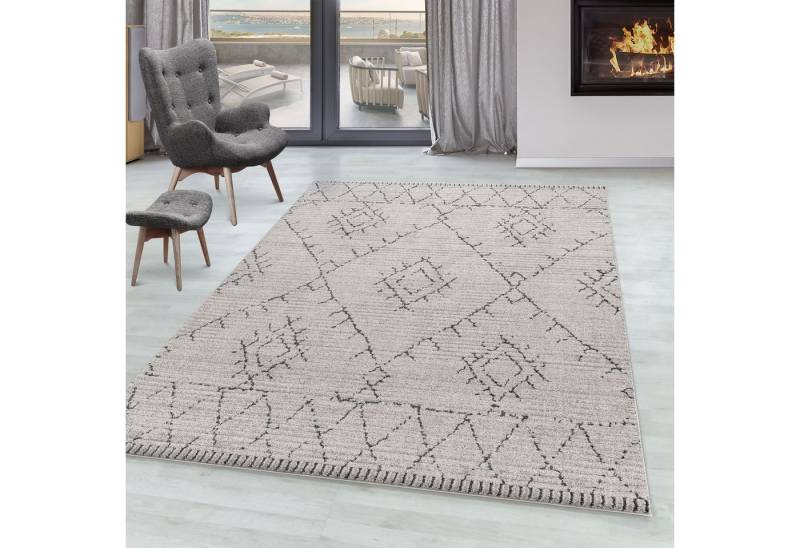 SIMPEX24 Designteppich Berber Design, Läufer, Höhe: 15 mm, Kurzflor Teppich Wohnzimmer Berber Design Beige Teppiche im Boho Stil von SIMPEX24
