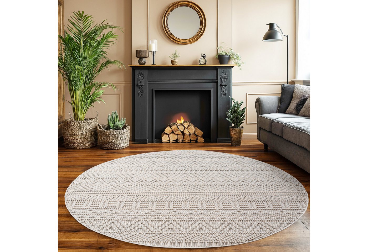 SIMPEX24 Designteppich Einfarbig Boucle Loop, Rund, Höhe: 7 mm, Teppich Wohnzimmer, Schlafzimmer, Gästezimmer SIMPEX24 Designteppich Einfarbig Boucle Loop, Rund, Höhe: 7 mm, Teppich Wohnzimmer, Schlafzimmer, Gästezimmer von SIMPEX24