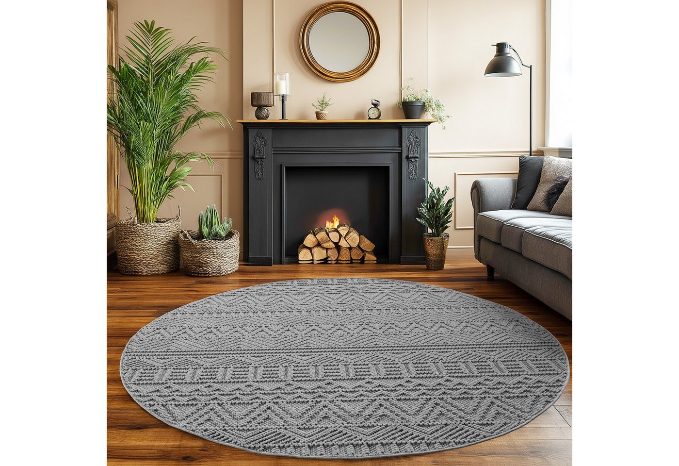 SIMPEX24 Designteppich Einfarbig Boucle Loop, Rund, Höhe: 7 mm, Teppich Wohnzimmer, Schlafzimmer, Gästezimmer SIMPEX24 Designteppich Einfarbig Boucle Loop, Rund, Höhe: 7 mm, Teppich Wohnzimmer, Schlafzimmer, Gästezimmer von SIMPEX24