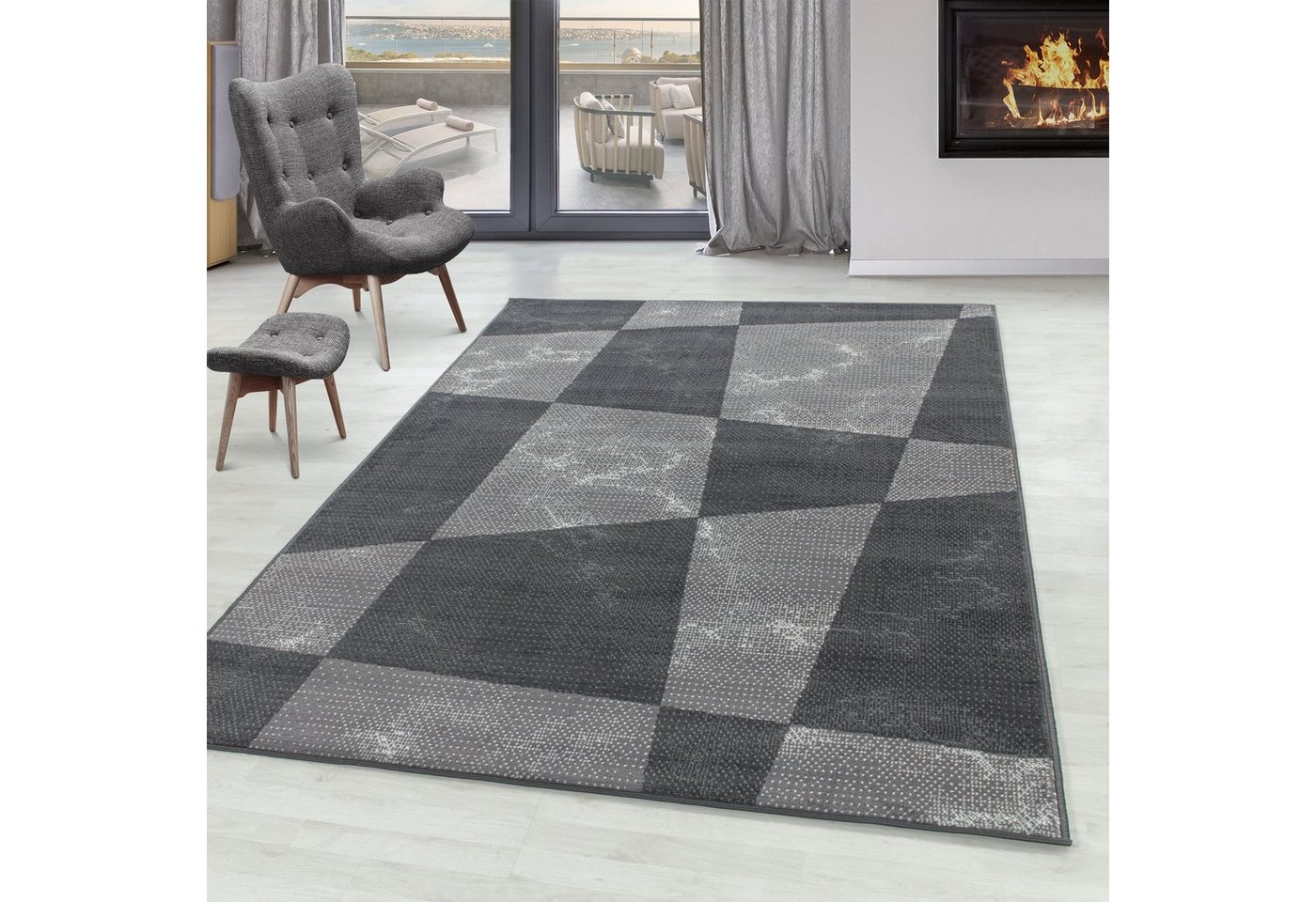 SIMPEX24 Designteppich Geometrisch Design, Läufer, Höhe: 10 mm, Kurzflor Teppiche Geometrisch Design Teppich Teppich Wohnzimmer SIMPEX24 Designteppich Geometrisch Design, Läufer, Höhe: 10 mm, Kurzflor Teppiche Geometrisch Design Teppich Teppich Wohnzimmer von SIMPEX24