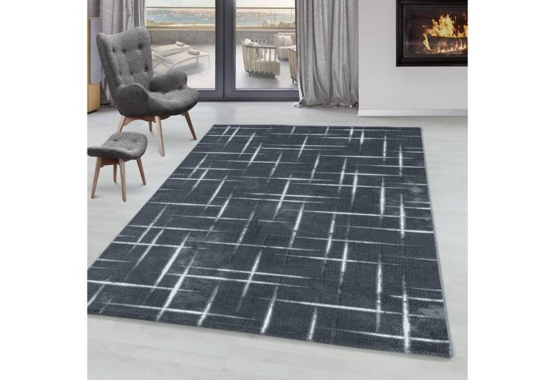 SIMPEX24 Designteppich Gestreift Design, Läufer, Höhe: 9 mm, Kurzflor Teppich Gestreift Design Teppich Grau Teppich Wohnzimmer von SIMPEX24