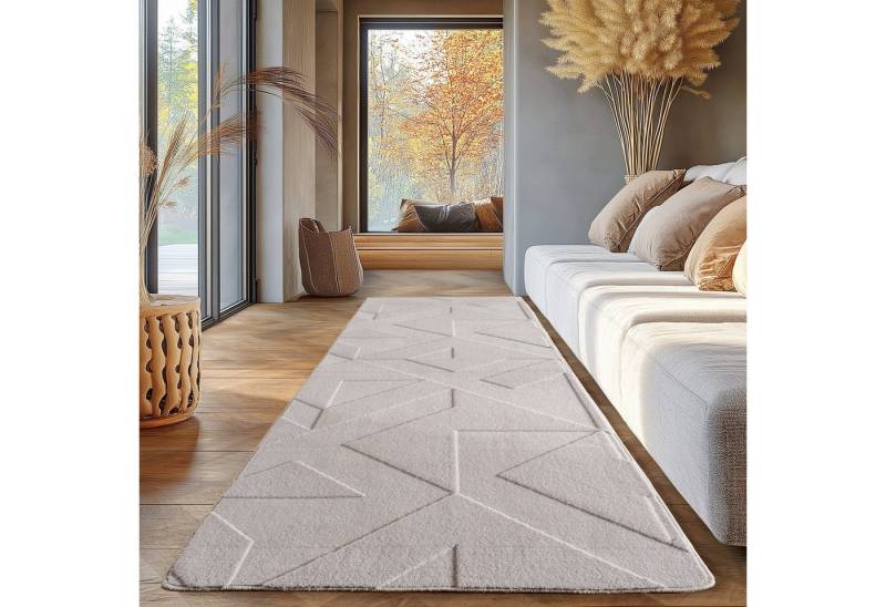SIMPEX24 Designteppich Unicolor - Einfarbig, Rechteckig, Höhe: 12 mm, Kurzflor Teppich Geometrisch Design Anti-Rutsch Rückseite Waschbar von SIMPEX24