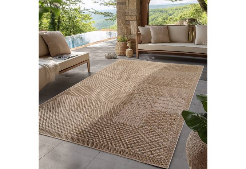 SIMPEX24 Outdoorteppich Boho Design, Läufer, Höhe: 5 mm, Outdoor Teppich Wetterfest Modern Wohnzimmer Küchen Terrasse Balkon von SIMPEX24