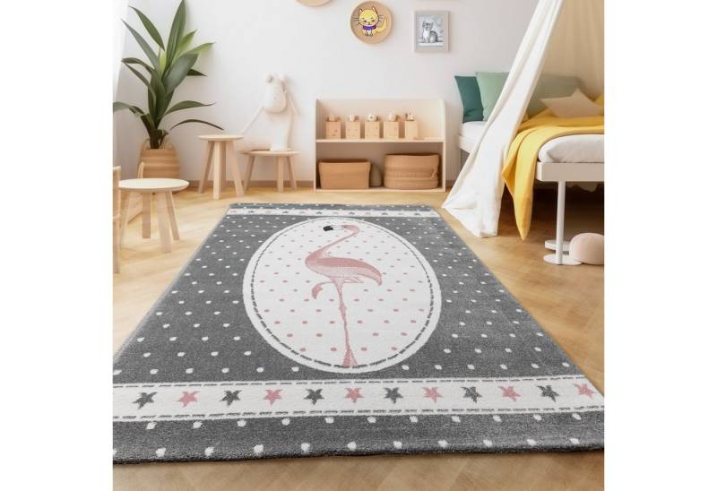 SIMPEX24 Teppich Flamingo Design, Läufer, Höhe: 11 mm, Kinderteppich Flamingo Design Baby Teppich Kinderzimmer Pflegeleicht von SIMPEX24