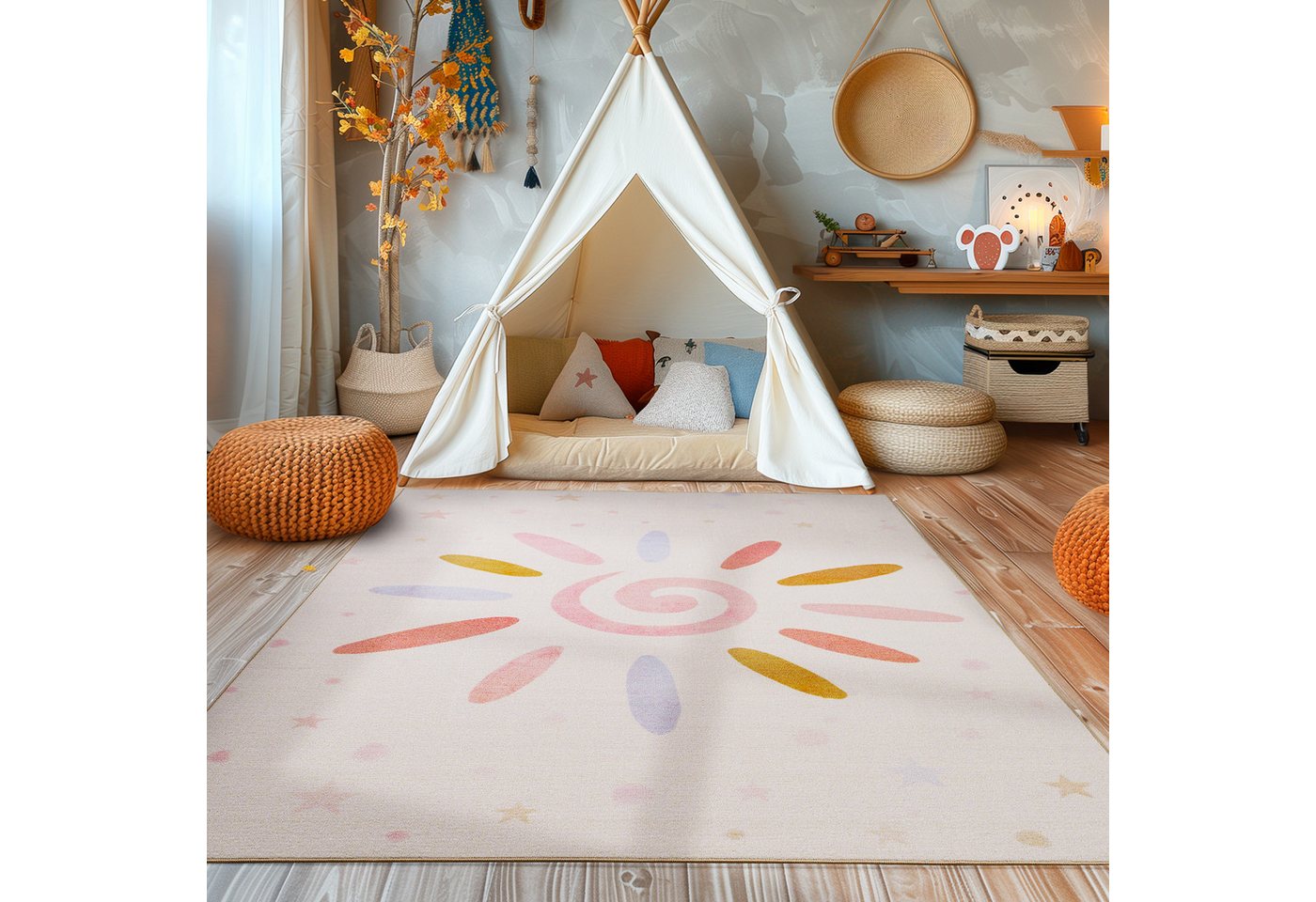 SIMPEX24 Teppich Floral-Sonne, Rechteckig, Höhe: 7 mm, Jungen-Mädchen Babyzimmer Teppich Kinderzimmer SIMPEX24 Teppich Floral-Sonne, Rechteckig, Höhe: 7 mm, Jungen-Mädchen Babyzimmer Teppich Kinderzimmer von SIMPEX24