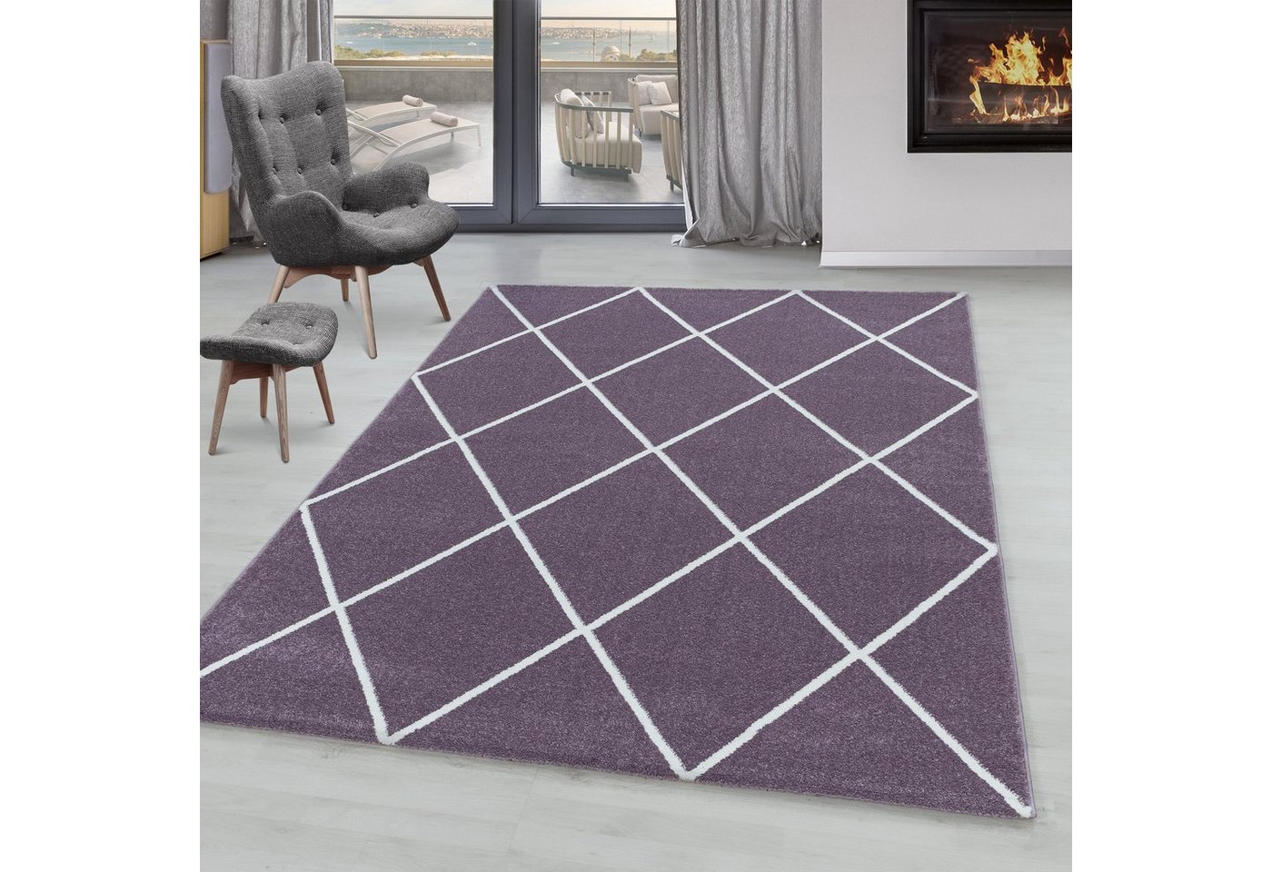SIMPEX24 Teppich Geometrisch Design, Läufer, Höhe: 11 mm, Kurzflor Teppich Wohnzimmer Geometrisch Design Weicher Flor SIMPEX24 Teppich Geometrisch Design, Läufer, Höhe: 11 mm, Kurzflor Teppich Wohnzimmer Geometrisch Design Weicher Flor von SIMPEX24