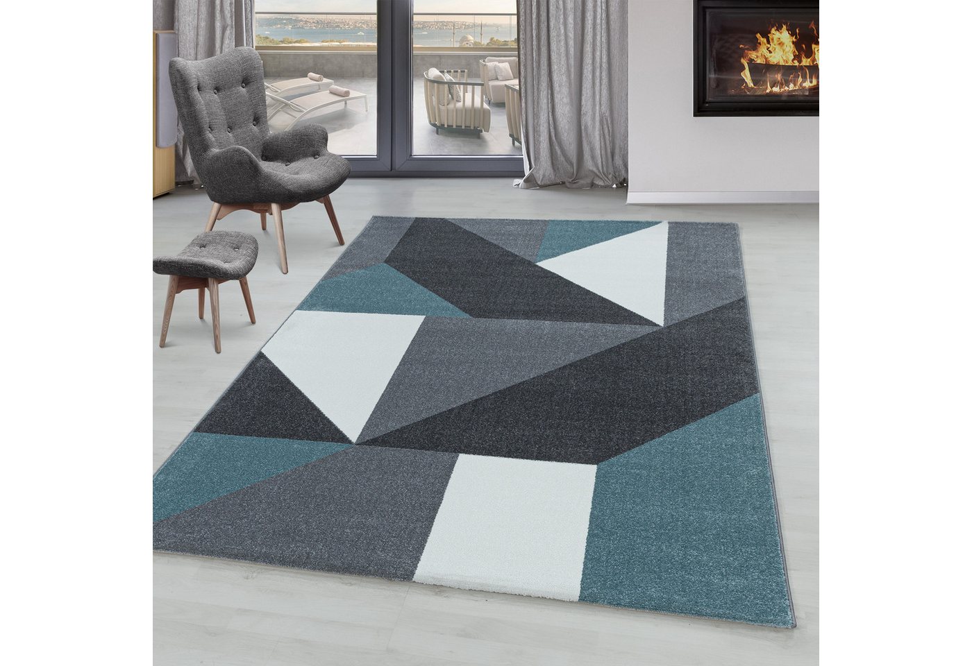 SIMPEX24 Teppich Geometrisch Design, Läufer, Höhe: 8 mm, Kurzflor Teppich Wohnzimmer Geometrisch Design Verschidene Größen SIMPEX24 Teppich Geometrisch Design, Läufer, Höhe: 8 mm, Kurzflor Teppich Wohnzimmer Geometrisch Design Verschidene Größen von SIMPEX24