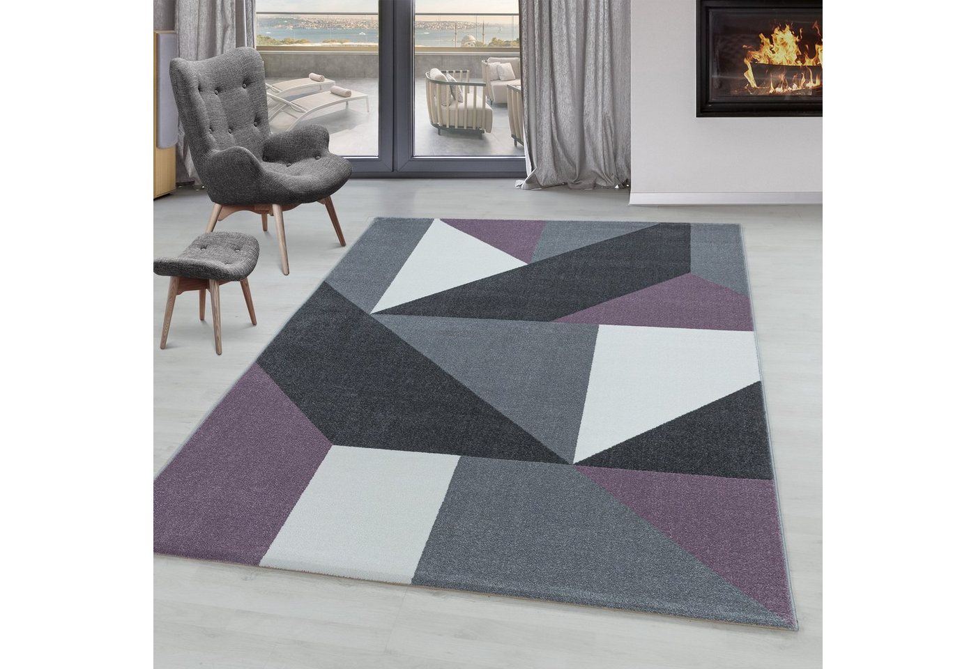 SIMPEX24 Teppich Geometrisch Design, Rechteckig, Höhe: 8 mm, Kurzflor Teppich Wohnzimmer Geometrisch Design Verschidene Größen SIMPEX24 Teppich Geometrisch Design, Rechteckig, Höhe: 8 mm, Kurzflor Teppich Wohnzimmer Geometrisch Design Verschidene Größen von SIMPEX24