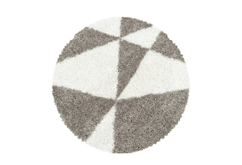 SIMPEX24 Teppich Geometrisch Design, Rund, Höhe: 30 mm, Runder Teppich Wohnzimmer Geometrisch Design Shaggy Teppich von SIMPEX24