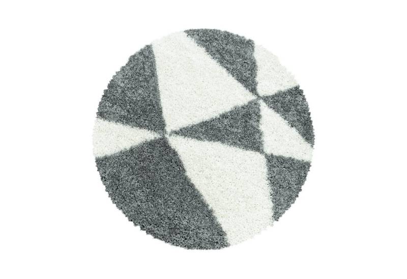 SIMPEX24 Teppich Geometrisch Design, Rund, Höhe: 30 mm, Runder Teppich Wohnzimmer Geometrisch Design Shaggy Teppich von SIMPEX24
