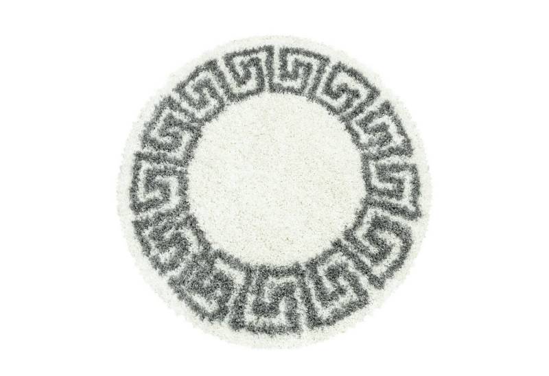 SIMPEX24 Teppich Mäander Design, Rund, Höhe: 30 mm, Runder Teppich Wohnzimmer Mäander Design Versch. Farben und Größen von SIMPEX24