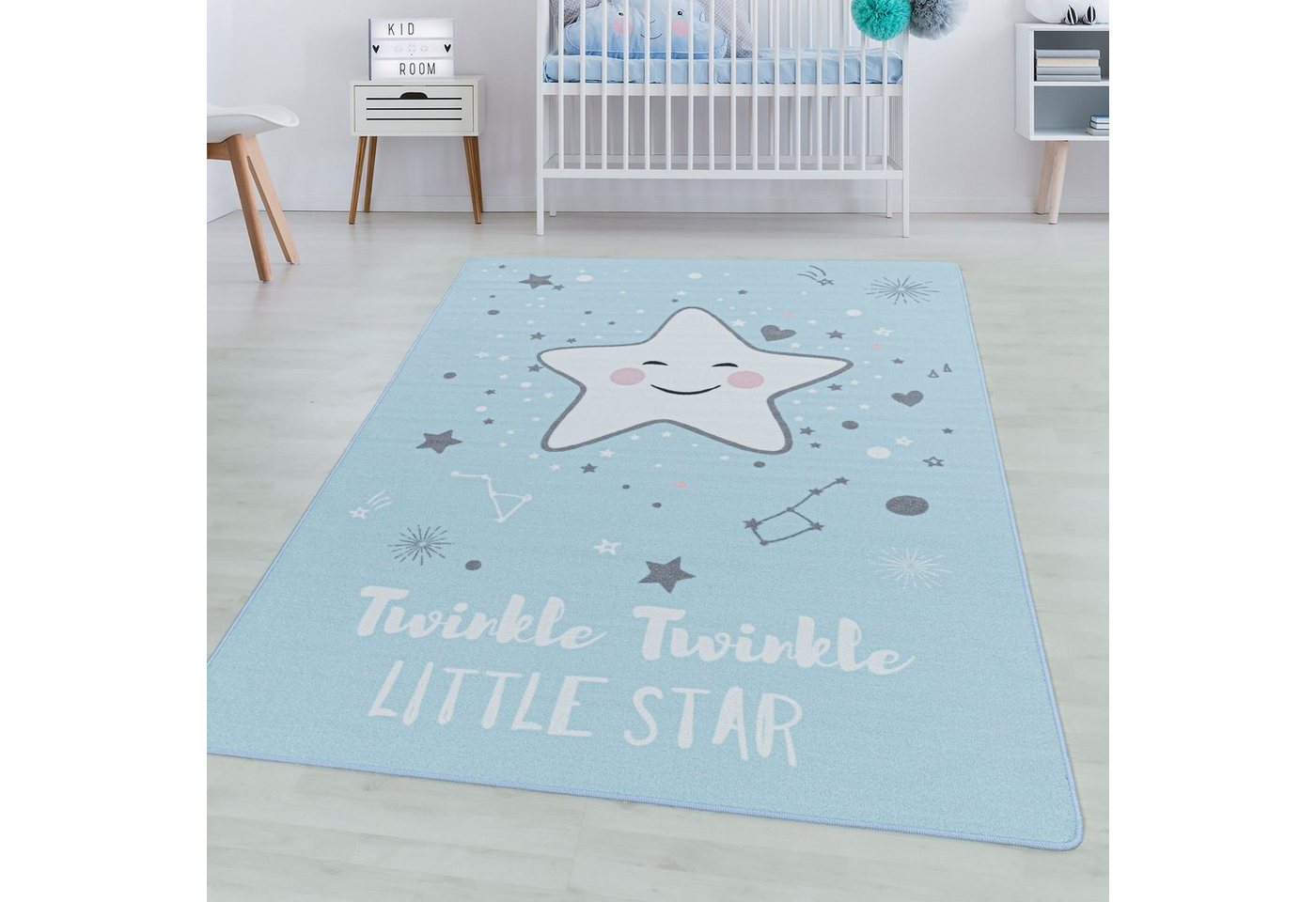 SIMPEX24 Teppich Sterne Design, Rechteckig, Höhe: 7 mm, Kinderteppich Sterne Design Teppich Kinderzimmer Rutschfest Waschbar SIMPEX24 Teppich Sterne Design, Rechteckig, Höhe: 7 mm, Kinderteppich Sterne Design Teppich Kinderzimmer Rutschfest Waschbar von SIMPEX24