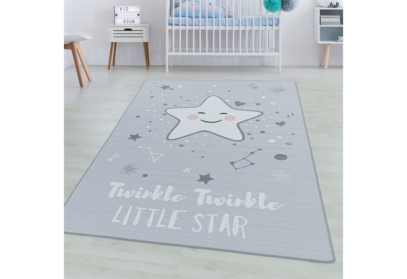SIMPEX24 Teppich Sterne Design, Rechteckig, Höhe: 7 mm, Kinderteppich Sterne Design Teppich Kinderzimmer Rutschfest Waschbar SIMPEX24 Teppich Sterne Design, Rechteckig, Höhe: 7 mm, Kinderteppich Sterne Design Teppich Kinderzimmer Rutschfest Waschbar von SIMPEX24